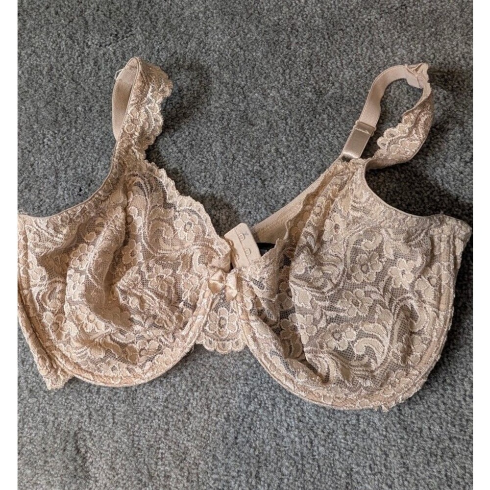 Smart & Sexy Women’s Lace Underwire Bra 38DD Nude Lightweight Unlined Cups